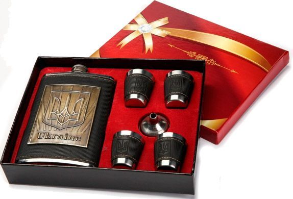 Фляга з рюмками Герб України A120