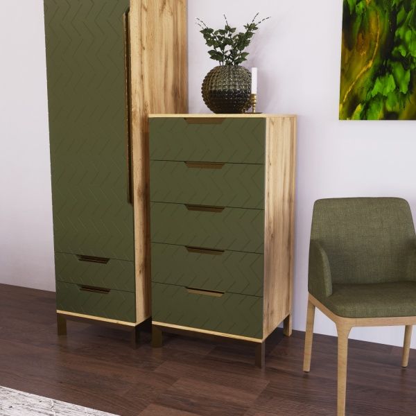 Комод Art in Head Swan 1200 5ш дуб вотан /бали зеленый 