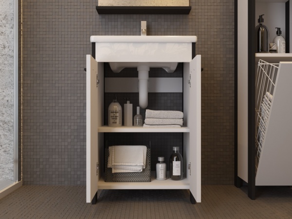 Тумба напольная ЮВЕНТА Brooklyn - 80 черный с умывальником Soft-80