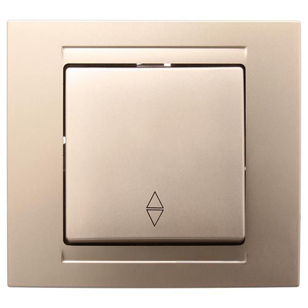 Выключатель проходной одноклавишный Gunsan Moderna без подсветки 16 А 250В бежевый металлик MD 29 25 107