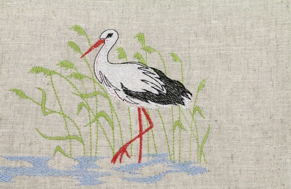 Полотенце кухонное Птицы Аисты 45x65 см бежевый Галерея льна 