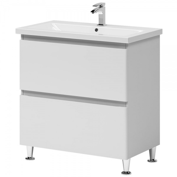 Тумба на ножках Aquarius Teffi белый с умывальником Комо 80