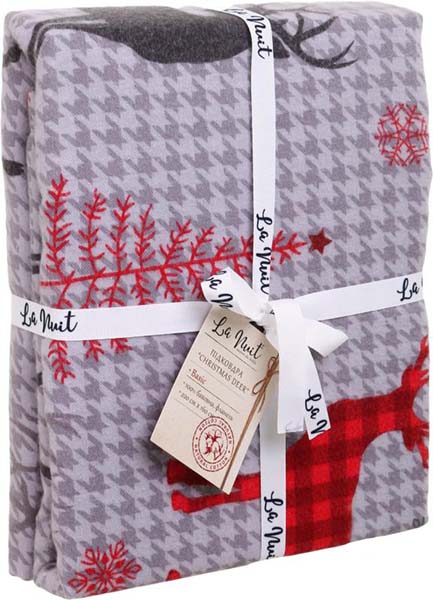 Пододеяльник фланель Christmas Deer 160x220 см серый с красным La Nuit 