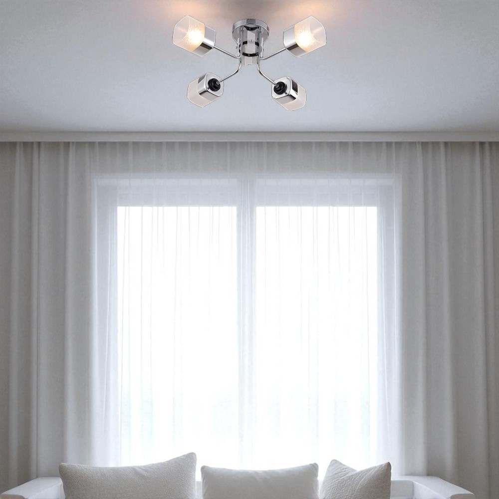 Люстра потолочная WunderLicht Sky 4x60 Вт Е27 хром KK5149-44