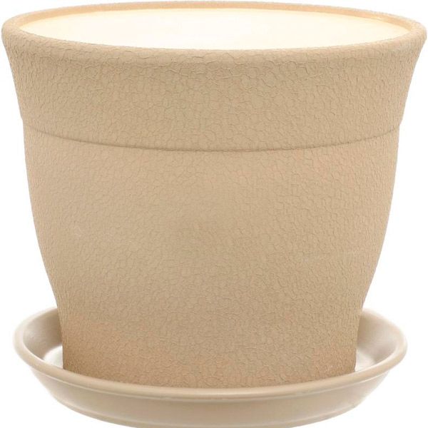 Горшок керамический Ориана-Запорожкерамика Флорис №2 шелк капучино круглый 5,5л капучино (054-2-042) 