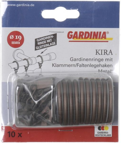 Кільце Gardinia Kira з прищіпкою та гачком d19 мм капучино 10 шт. 