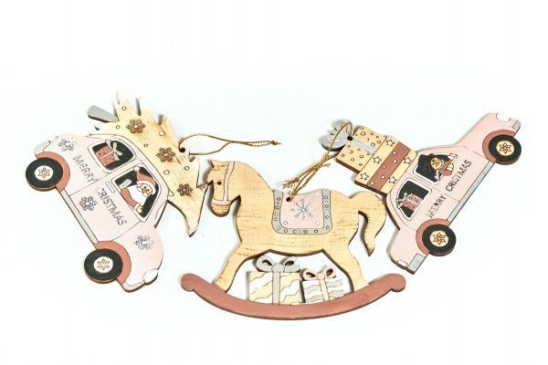 Набор подвесок № 14 Лошадь / Машина с елкой /Машина с подарками 11,5 см 726 