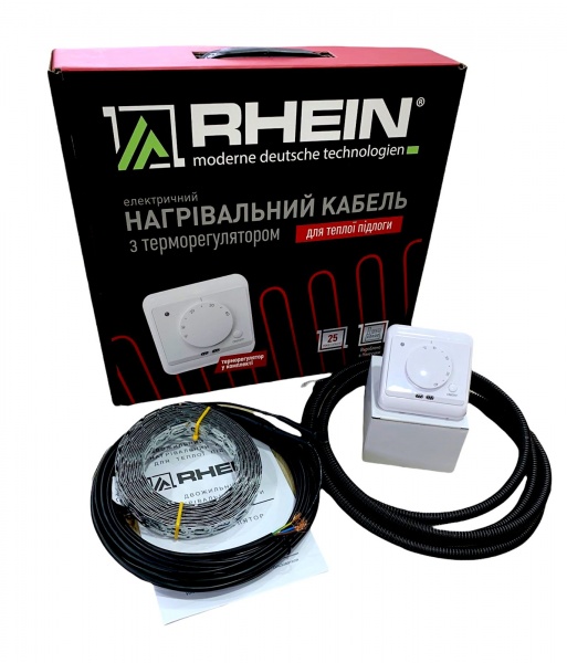 Нагревательный кабель Rhein 125/500 W 2,5 - 4 кв.м + терморегулятор