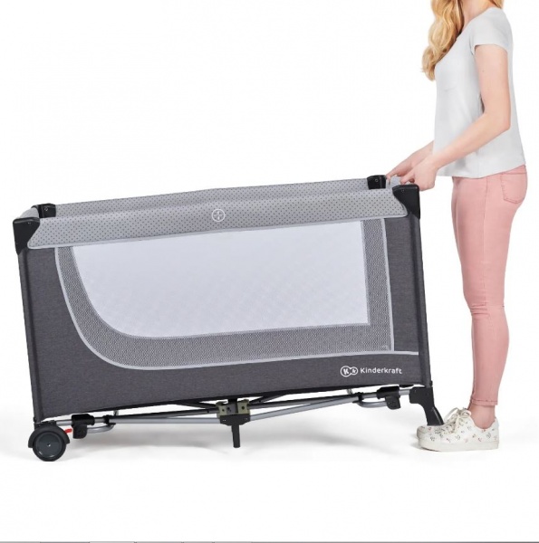 Манеж-ліжко Kinderkraft Leody Grey з пеленатором KCLEOD00GRY00AC