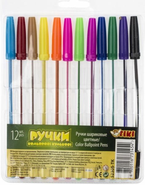 Набор ручек шариковых Тікі 12 цветов 52305-ТК 