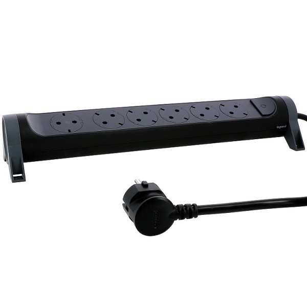 Удлинитель Legrand премиум 6х2К+З с заземлением 6 гн. черный 3 м 694540 