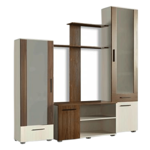 Стенка Феникс Лаура дуб молочный/орех французский темный