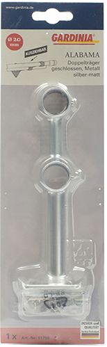 Тримач для карниза роздвижний Gardinia Alabama подвійний набірний d20 мм срібний 