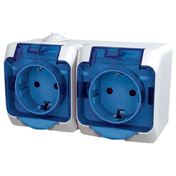 Розетка двойная с заземлением Schneider Electric Cedar Plus со шторками с крышкой белый WDE000525