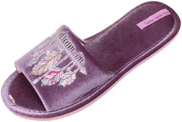 Тапки домашние Twins HS-VL велюр с наклейкой р. 40 лиловый 