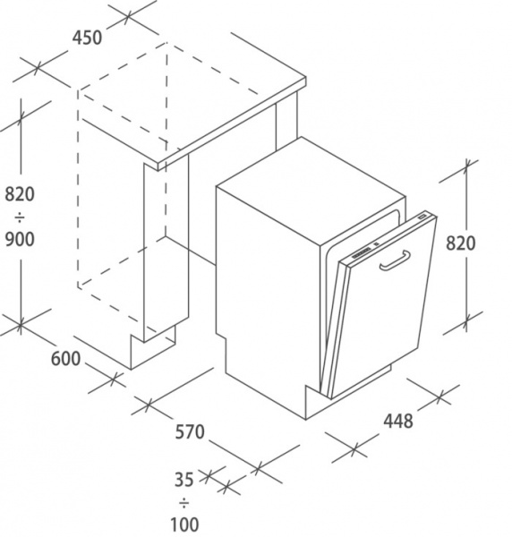 Вбудовувана посудомийна машина Candy CDIH 2D1145