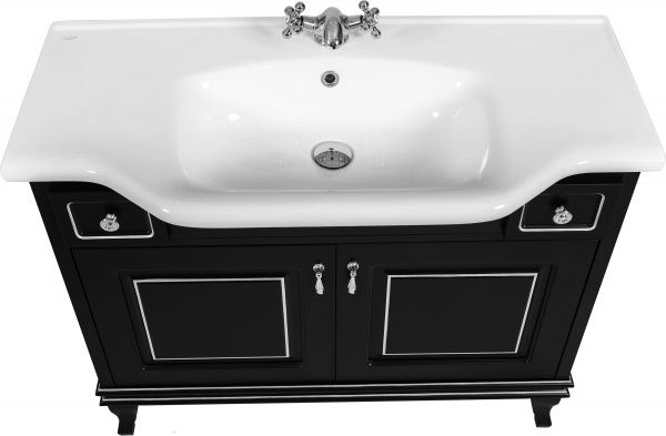 Тумба підлогова Aqua Rodos Беатріче 100 чорна патина хром з умивальником New Klasik