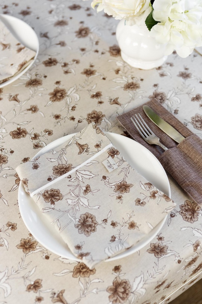 Серветка декоративна Прованс Сappuccino з кантом Квіти 35x45 см