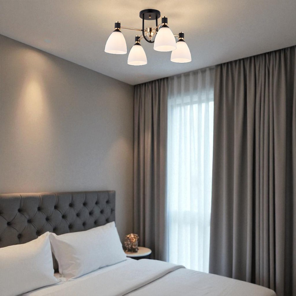 Люстра стельова WunderLicht Lounge 4x60 Вт Е27 чорний із золотом KK5161-44