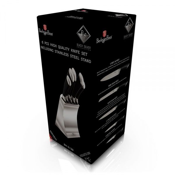 Набор ножей в колоде BLACK SILVER Collection 6 предметов BH 2139 Berlinger