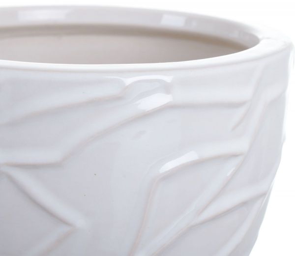 Горщик Viet Thanh Ceramic з блюдцем жатий 16х14 см VT.10842-3 фігурний білий 