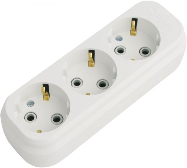 Колодка Makel із заземленням 3 гн. білий MGP131 