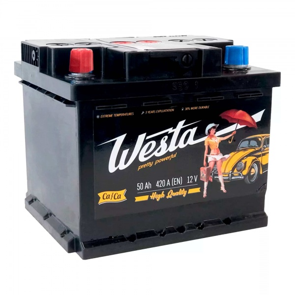 Акумулятор автомобільний Westa 6CT-50 АЗ 50Ah 420A 12V «+» ліворуч (WST501)