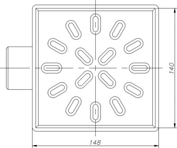 Душевой трап Water House Трап горизонт.D50 нержавеющая решетка 150х150 сухой затвор