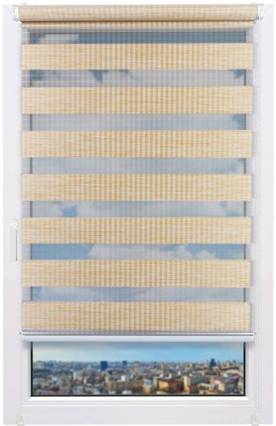 Ролета день-ночь Delfa Бамбук 52x160 см золотой песок 