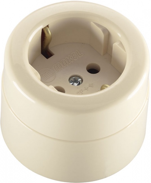 Розетка із заземленням Makel Ankastre без шторок кремовий 16011
