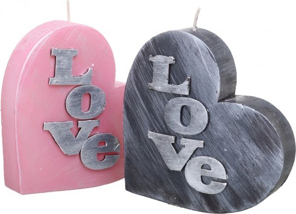 Свеча в форме сердца Love, 13,5х4 см, серая Pako-If