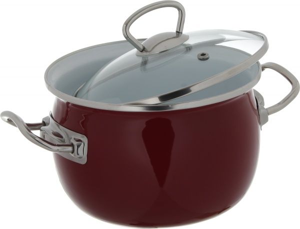 Каструля з кришкою сферична емальована 2,5 л Бордо Bella Vita