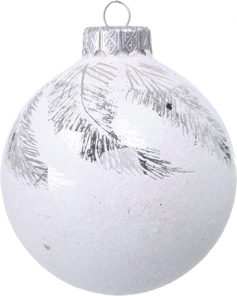 Куля новорічна сніжна колекція d 80 мм білий