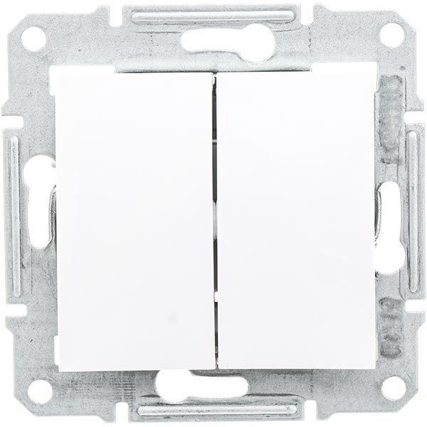 Перемикач прохідний двоклавішний Schneider Electric Sedna без підсвітки 10 А 250В IP20 білий