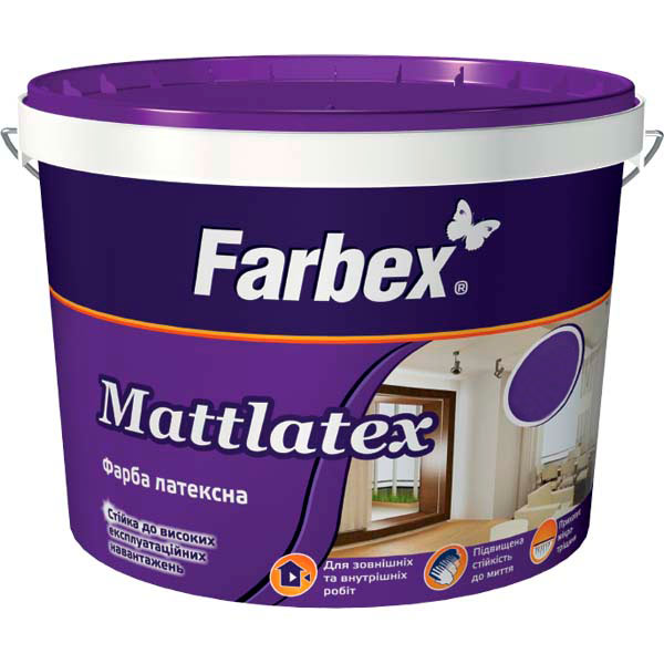 Краска латексная водоэмульсионная Farbex Mattlatex мат белый 1,4кг 