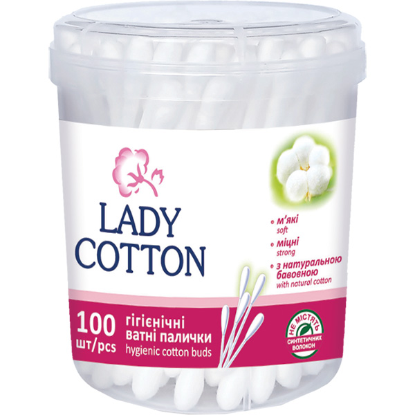 Ватные палочки Lady Cotton 100 шт пластиковая банка