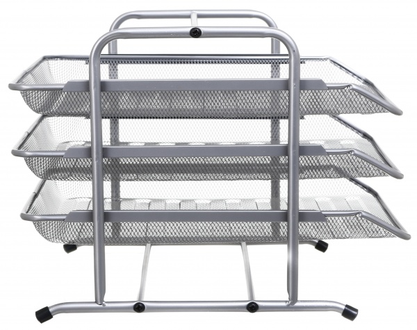 Лоток для паперів горизонтальний потрійний метал 35х29,5х26 см сірий Nota Bene