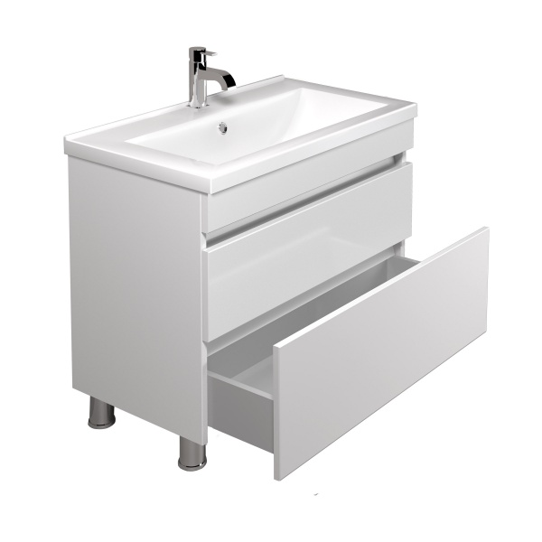 Тумба Мойдодыр Soft White 70 с умывальником Cosmo белая напольная