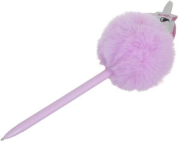 Ручка шариковая Пушистый фиолетовый единорог 