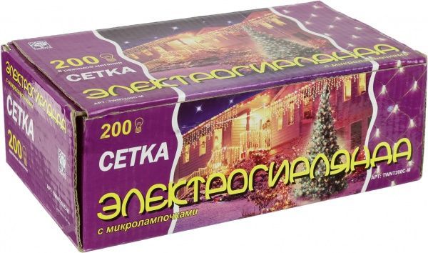 Электрогирлянда-сетка внутренняя 200 ламп 2,4м разноцветная TWNT200C-M 