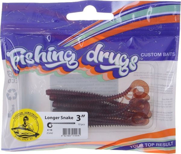 Приманки для ловли рыбы Лонгер Снейк 76 мм 10 шт. кола