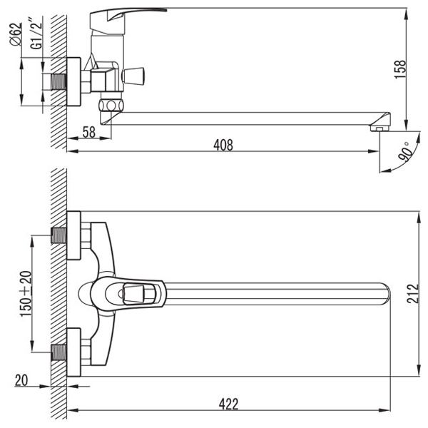 Смеситель для ванны Ferro Brado BBO5А