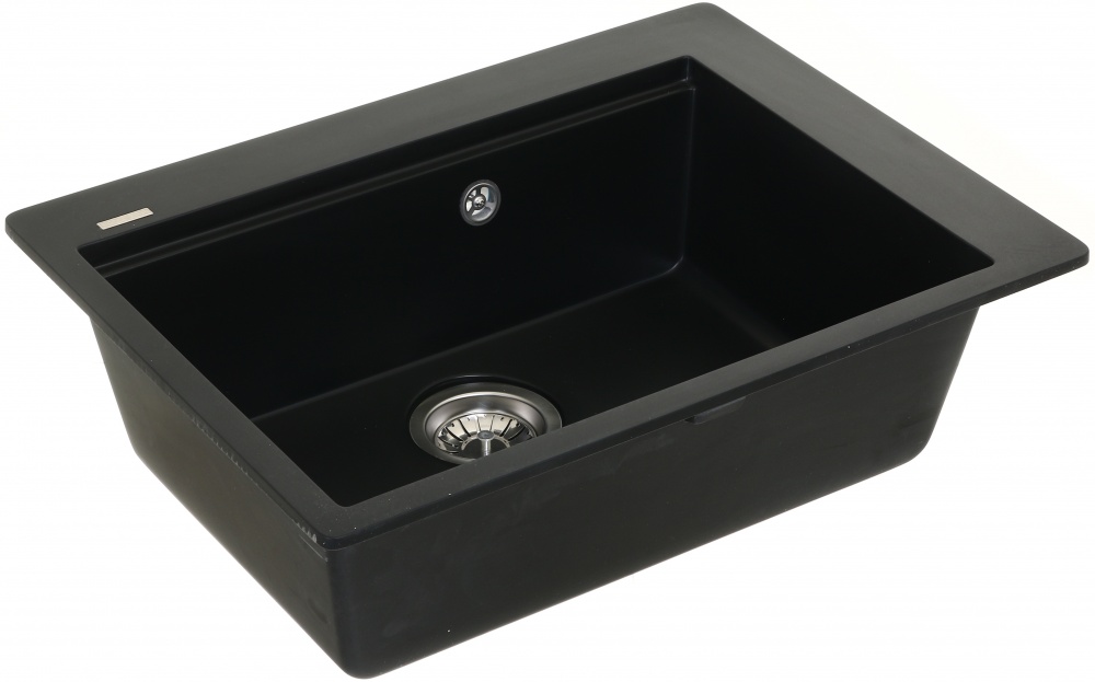 Мойка ScandiSPA из кварцевого песка Delta black D GMD620bD + деревянная дощечка