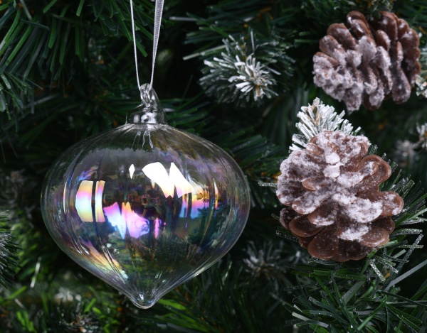 Ялинкова іграшка у формі цибулини прозора 