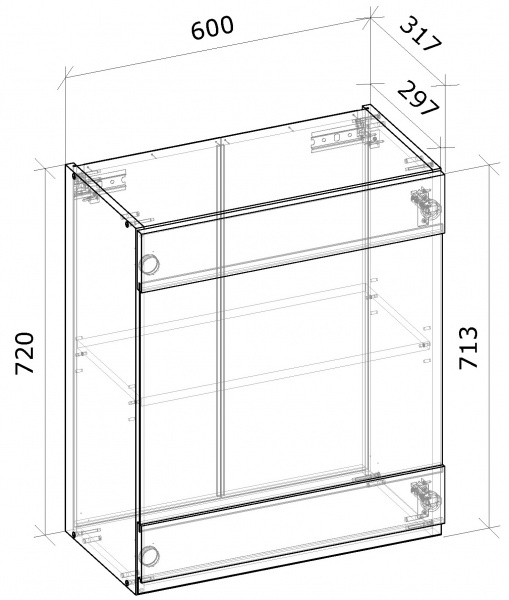 Шафа верхня з вітриною МС Джетта 60х72х31,7 см, графіт сірий/дуб сонома Грейд