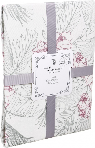 Скатерть Nika 140x220 см белый с рисунком Luna 