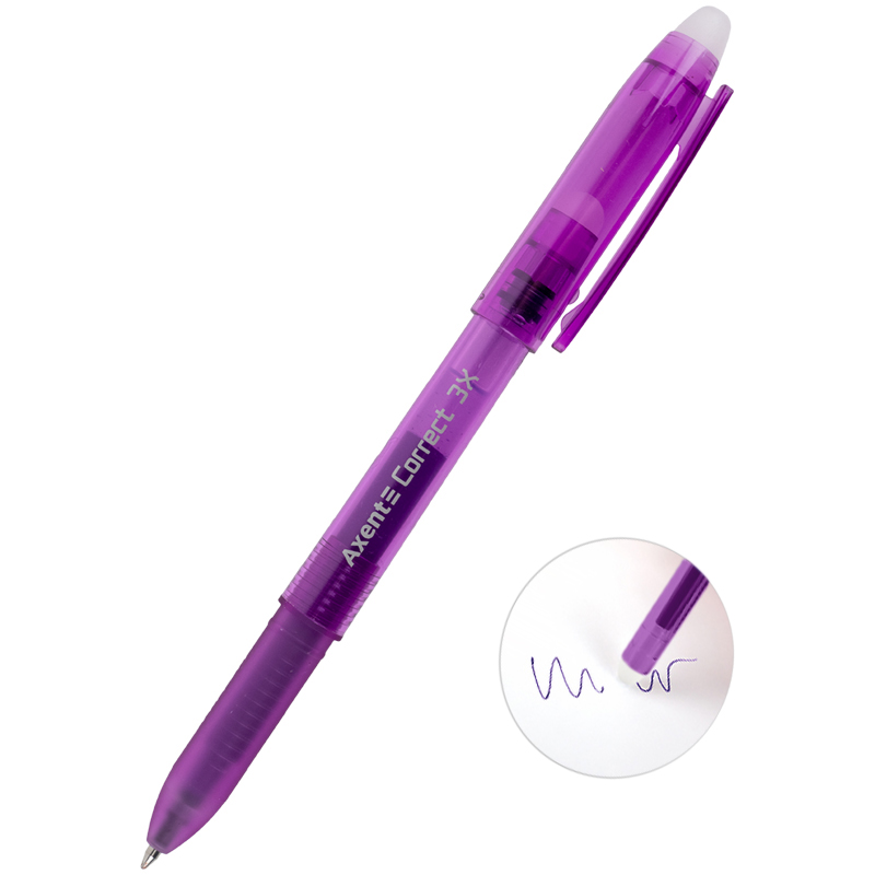 Ручка гелева Axent пиши-стирай Correct 3Х фіолетова AG1122-11-A