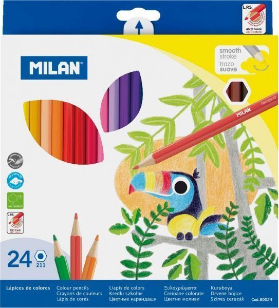 Набір олівців кольорові 24 шт. шестигранні Milan