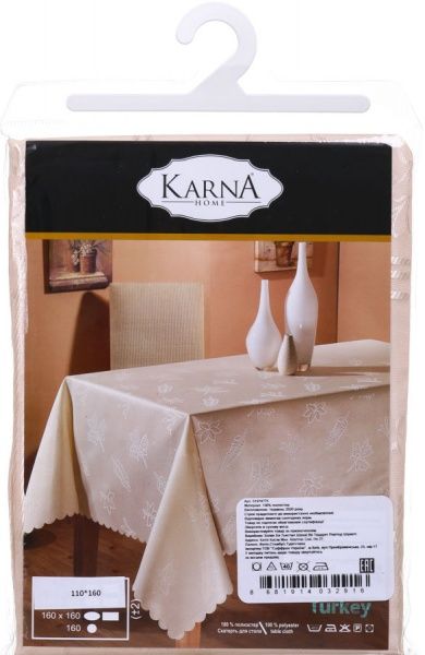 Скатерть Dertsiz 110x160 см пудровый Karna 