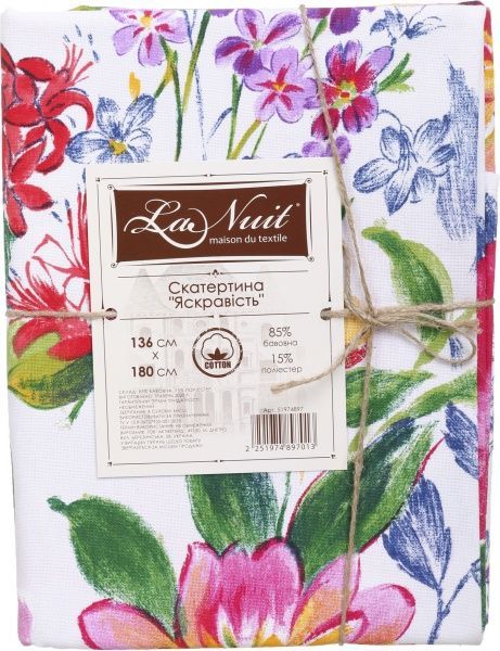 Скатерть Красочность 136x180 см белый с принтом La Nuit 
